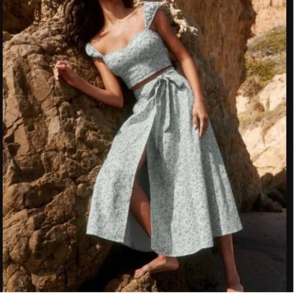 Reformation Floral wrap linenSkirt